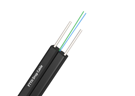 ホットディップガルバン化 FTTHドロップケーブル パーソナライズされた形 PE PVC LSZH HDPE ジャケット 0.45mm スチール