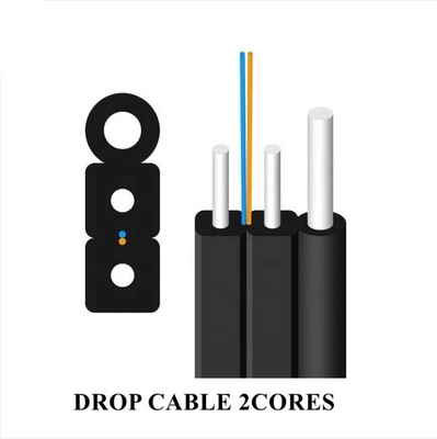 ホットディップガルバン化 FTTHドロップケーブル パーソナライズされた形 PE PVC LSZH HDPE ジャケット 0.45mm スチール