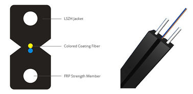 2*0.45mmの鋼線の強さメンバーが付いているコンピュータ ネットワークの黒いLSZHの外装FTTHの光ファイバー