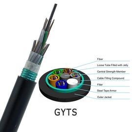 直接埋葬の多緩い管が付いているGYTS空気の屋外の光ファイバケーブルは鋼鉄装甲ケーブルをのための波形を付けた