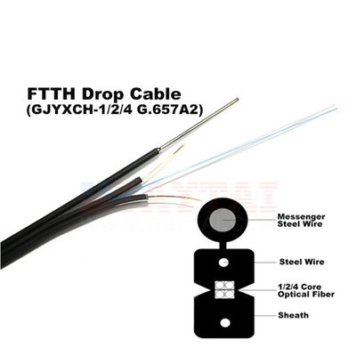 Ebocom スチールワイヤー FTTH ドロップケーブル 安定したデータ送信のために熱浸し電熱