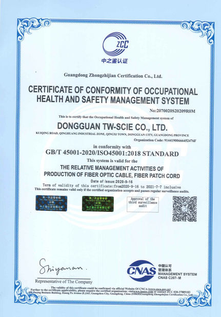 中国 DONGGUAN TW-SCIE CO., LTD. 認証